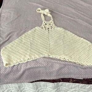 Homemade Elegant Cream Crochet Halter Top Size Large NWOT